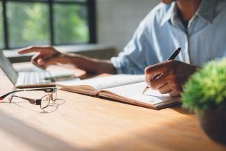 man at desk