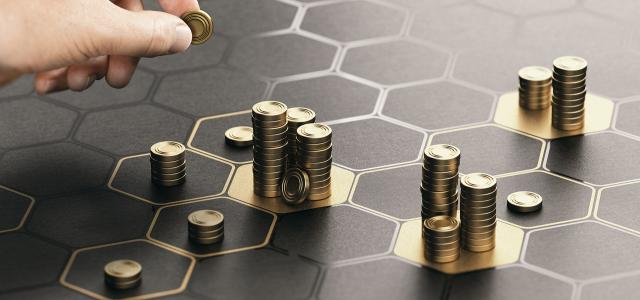 Coins Stacks on Hexagonally Printed Table